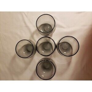 Set of 5 Vintage Smoked Juice Tumblers Glass